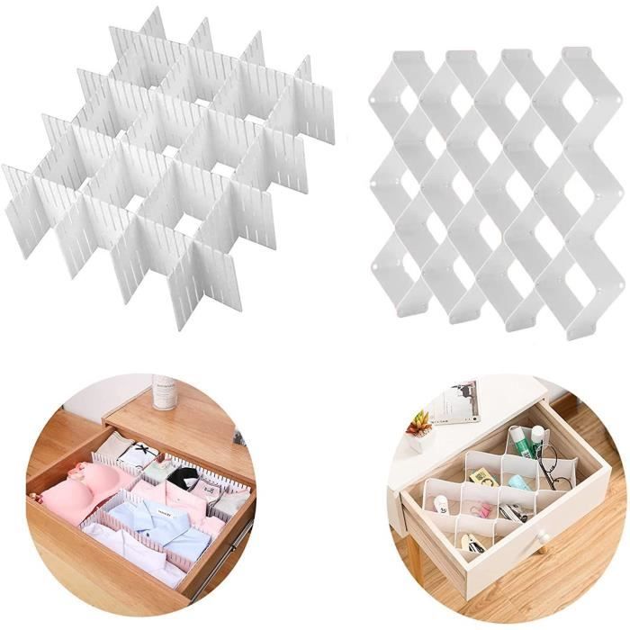 Organisateur Tiroir 8 Pièces - Grilles Réglables En Plastique Gris - Pour Chaussettes, Sous-vêtements, Bureau