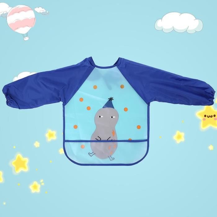 Bavoirs Bebe Draps A Manches Longues Impermeable Motif D Alimentation Animaux Cacahuetes A Manches Bleues Cer Achat Vente Bavoir Cdiscount