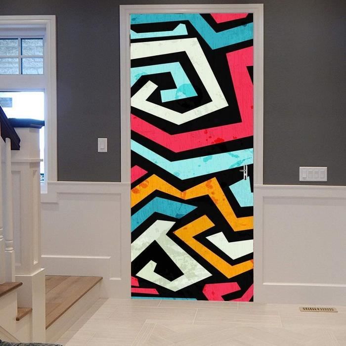 Rideau De Douche Graffiti Coloré Art Abstrait Maison Créatif Coloré Rideaux De Salle De Bain Décor Tissu Polyester Séchage Rapide 177,8 X 178,8 Cm Avec Crochets