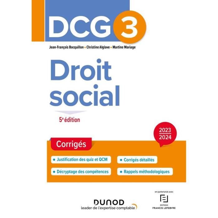 DCG 3 - Droit social - Corrigés 2023-2024