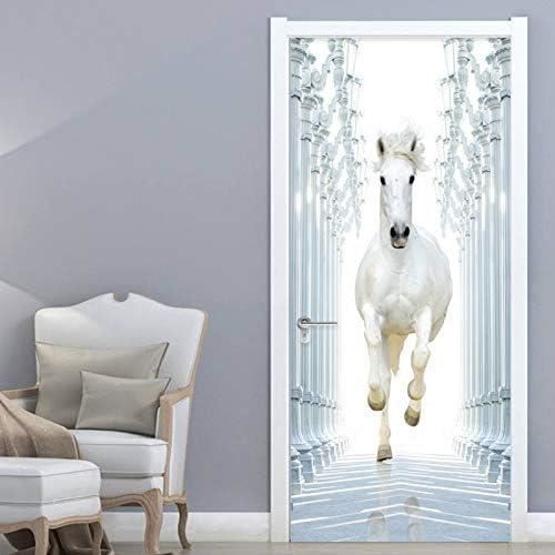Autocollant Mural 3D Chien Noir Pour Porte - Dimensions 77x200 Cm - En PVC, Amovible Et Imperméable - Déco Salon/chambre