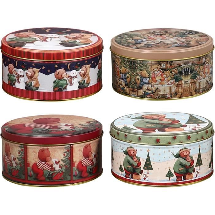 Set De 3 Boîtes à Biscuits De Noël En Métal - Illustrations Rennes, Neige, étoiles - Déco Et Rangement Festif - 2