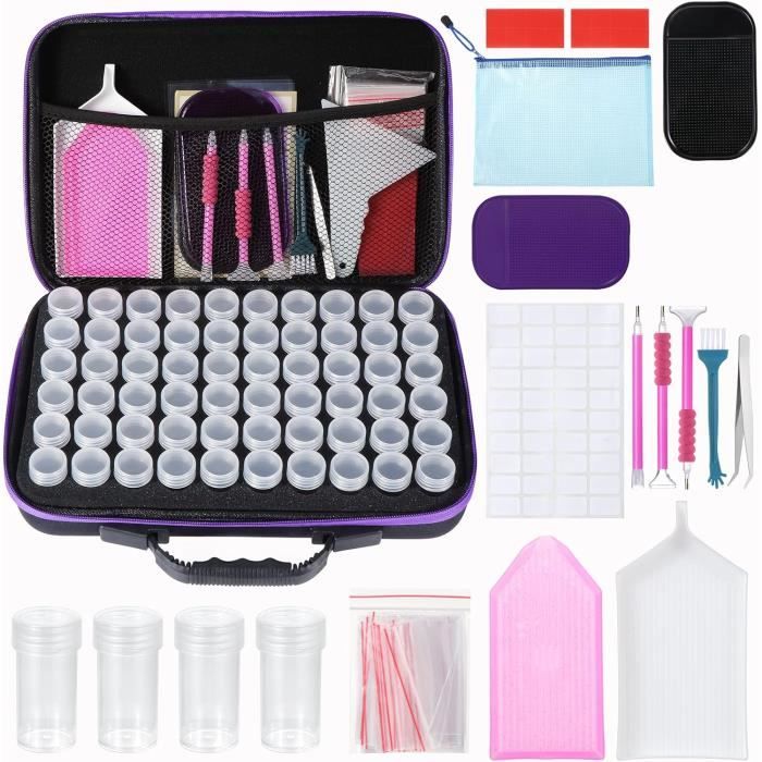 Kinsinder Boîte De Rangement Diamond Painting 30 Emplacements - Kit Complet Violet