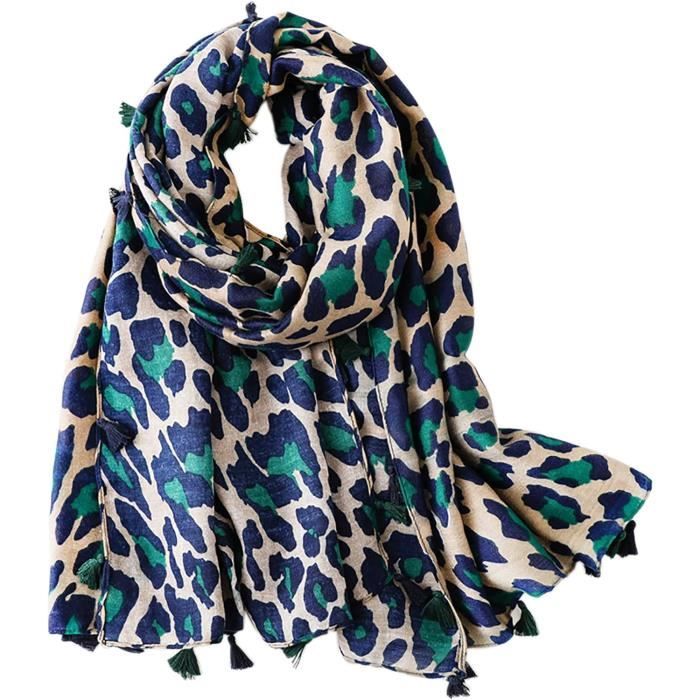 léopard imprimer femmes châle écharpe - pashmina châle foulards etole charpe automne eté hiver elégante chaude accessoires d[n1992]