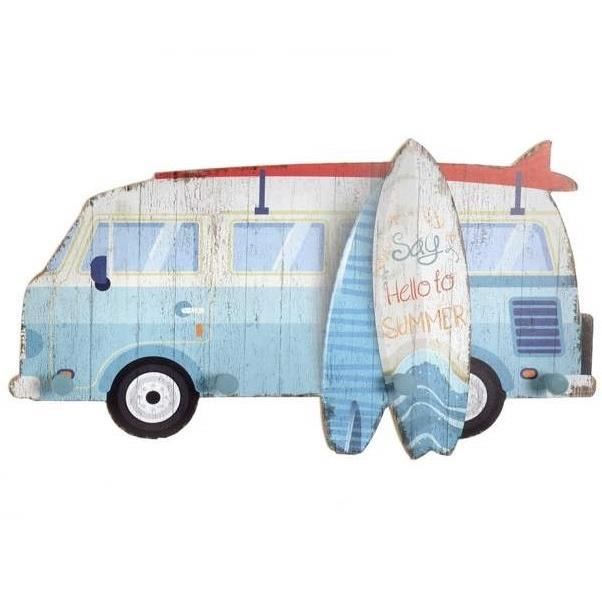 Porte Manteau Mural Patere Bois Van Say Hello Plage Mer Vintage Retro Ete 50 X 25 Cm Achat Vente Porte Manteau Cdiscount