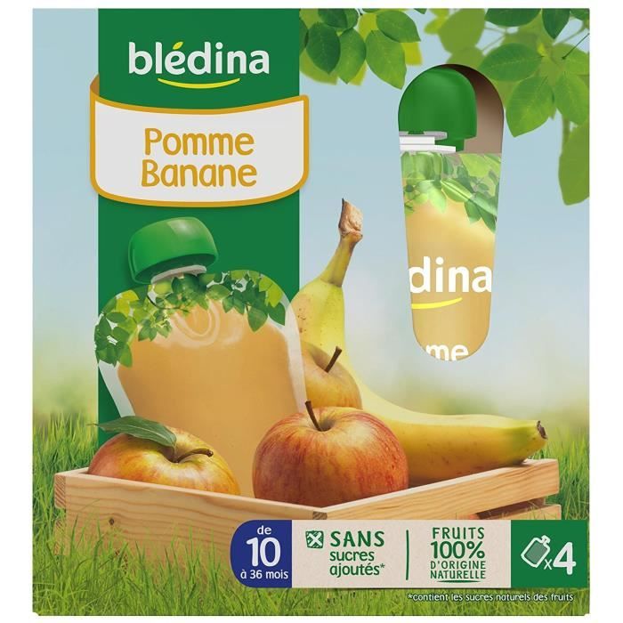 Bledina Gourdes Compote Bebe 100 Fruits Pomme Banane Des 10 Mois 90g X 4 Gourdes Lot De 6 Cdiscount Au Quotidien