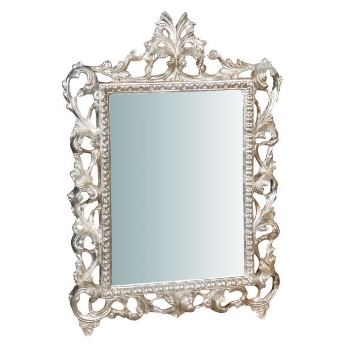 Miroir Mural Décoratif Forme Lune En Argent Vieilli 32cm - Style Antique, Neuf