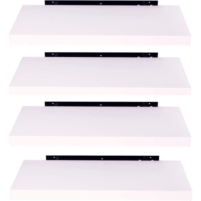2 étagères Murales Bois Style Bohème - Double Niveau, Pin Naturel, Pour Chambre, Salon, Cuisine - 2
