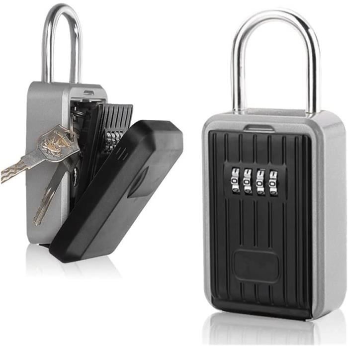 Boîte à Clé Sécurisée Extérieure 4 Chiffres - Cadenas à Combinaison Pour Rangement Suspendu