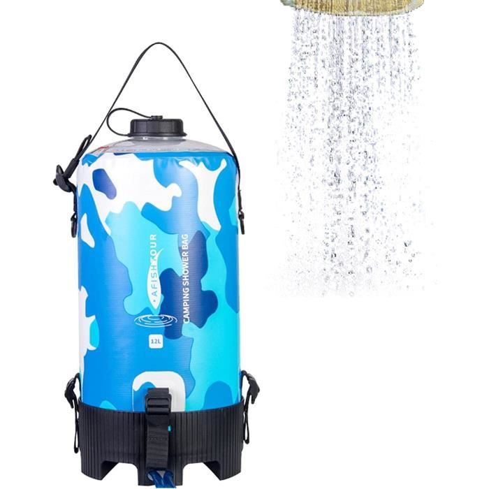 Sac De Douche Portable 12L Avec Pompe à Pression Solaire - Idéal Pour Camping Et Randonnée