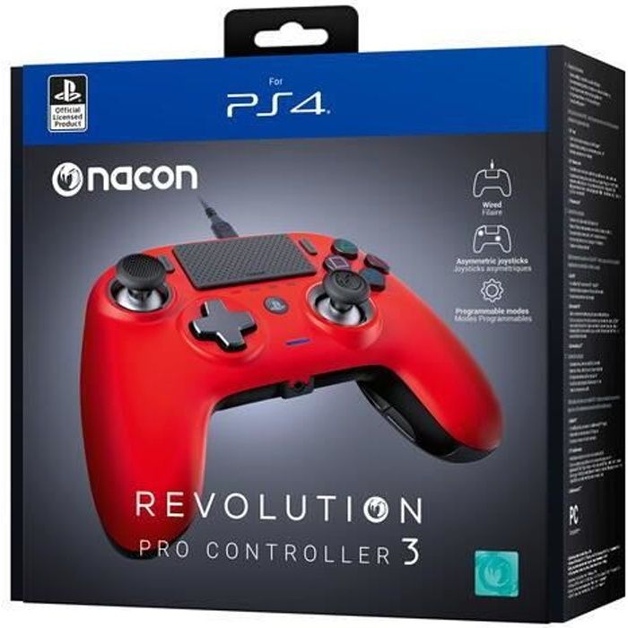 Manette de jeu - Micromania-Zing - Revolution Pro Controller 3.red - Filaire - Rouge - Vibration