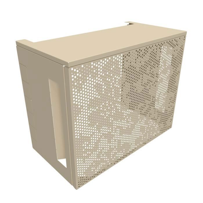 Cache Clim et Pompe à Chaleur ATOLE en Aluminium Thermolaqué - Taille 2 : H. 113 x L. 110 x P. 64 cm - Crème