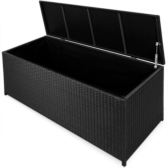 Banc De Rangement En Polyrotin Noir Avec Verins Achat Vente Coffre De Jardin Banc De Rangement Noir Cdiscount