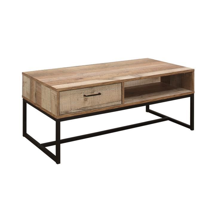 Table Basse Moderne 1 Tiroir Style Industriel Brooklyn Achat