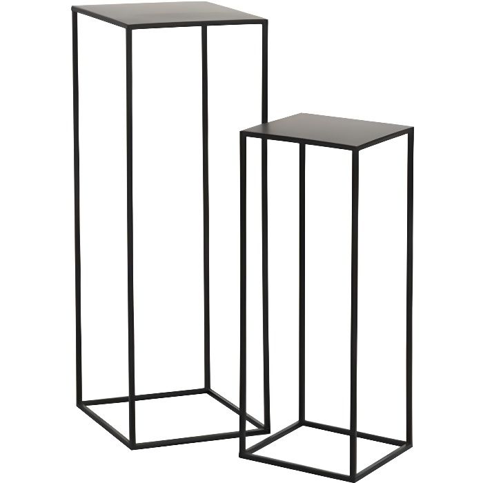 set de 2 sellettes carrées en métal noir - design contemporain