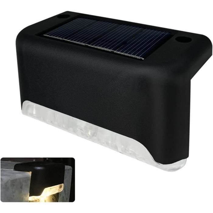 Lampe Solaire Escalier Extérieur LED - Étanche IP55 - Noir - Charge Automatique La Journée, éclaire 8-10h - Pour Jardins, Allées, Marches - 11