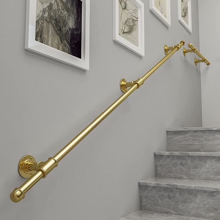 Main courante Escalier en Or pour Les escaliers intérieurs et extérieurs, Modern Industriële stijl Pijp Metalen handgreep, Contr237