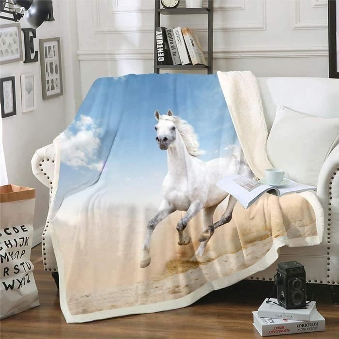 Couverture polaire - cheval - cheval tacheté - flanelle - plaid - 150 x 200 cm