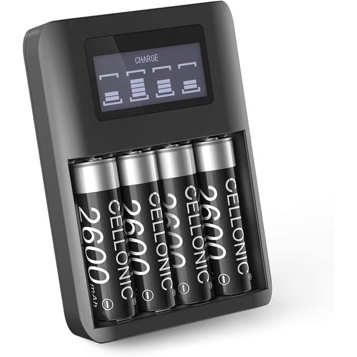 CELLONIC Chargeur de Piles AA AAA USB 4X Batterie Rechargeable AA CELLONIC Chargeur de Piles AA AAA USB 4X Batterie Rechargeable AA