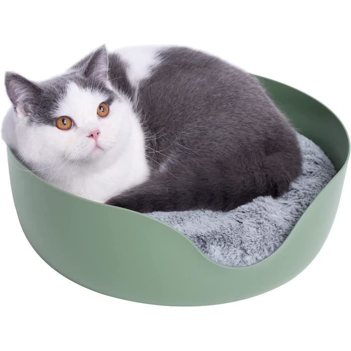 Griffoir Chats Carton Ondule Grattoir Chat Rond Avec Panier Moelleux Lit Chat Doux Avec Coussin Anti Stress 40x40x16cm Vert Cdiscount Animalerie