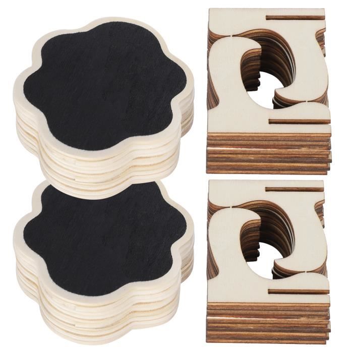Kanyka Lot De 30 Mini Tableaux Noirs En Bois Avec Pince - Ardoises Message Cœur Mariage Fête Déco