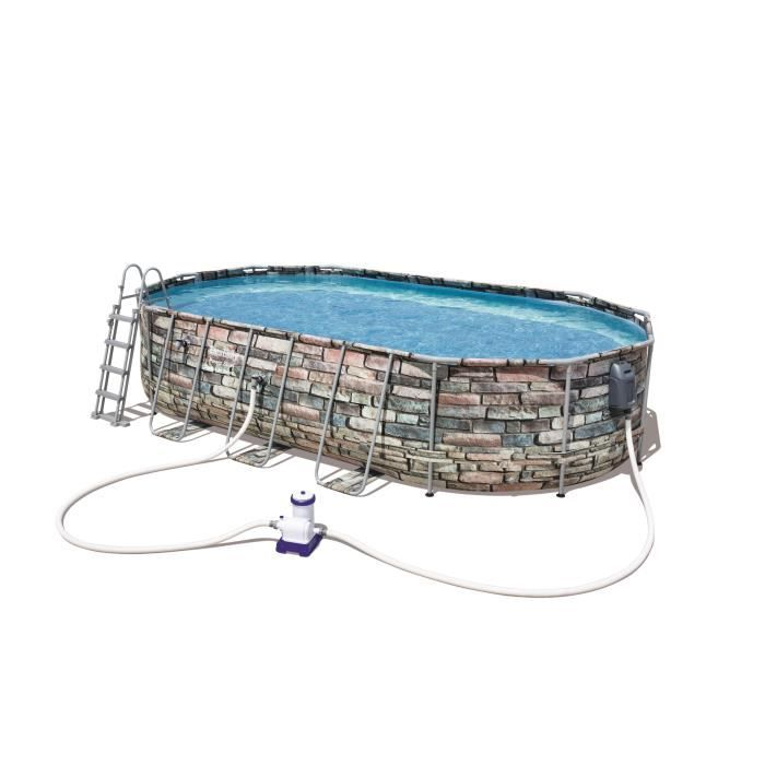 Bestway Piscine Ovale Steel Frame Pool 610 X 366 X 122 Cm Pierre Achat Vente Piscine Piscine Ovale 610x366x122cm Cdiscount