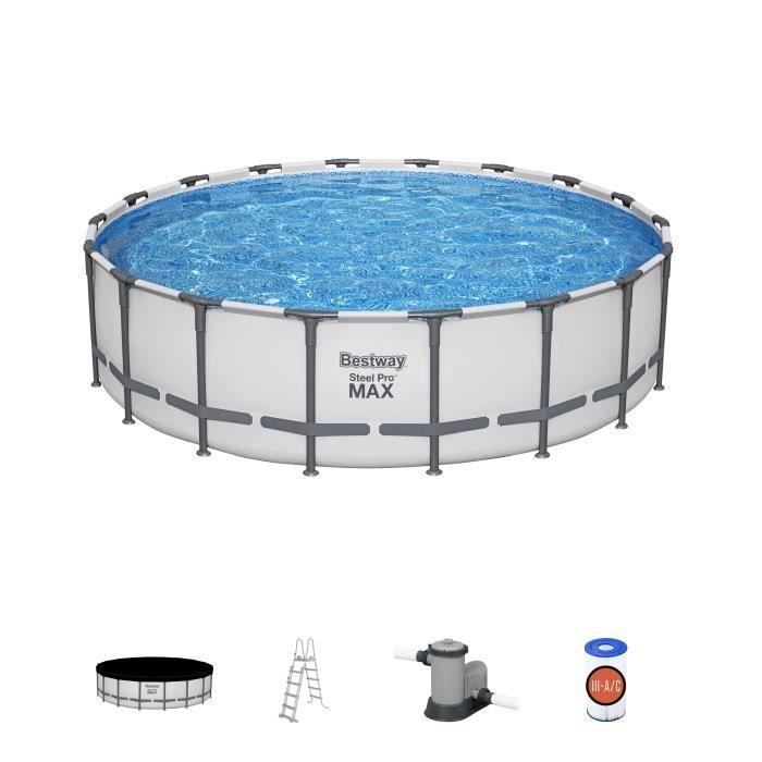 Kit Piscine hors sol tubulaire BESTWAY - Steel Pro Max - 549 x 132 cm - Rectangulaire (Inclus filtre
