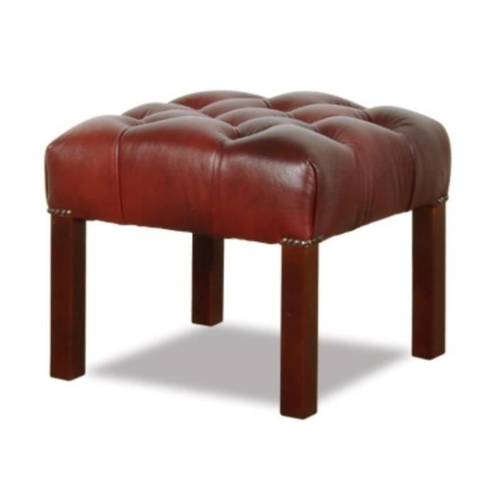 Casa Padrino Chesterfield Tabouret En Cuir Veritable Bourgogne