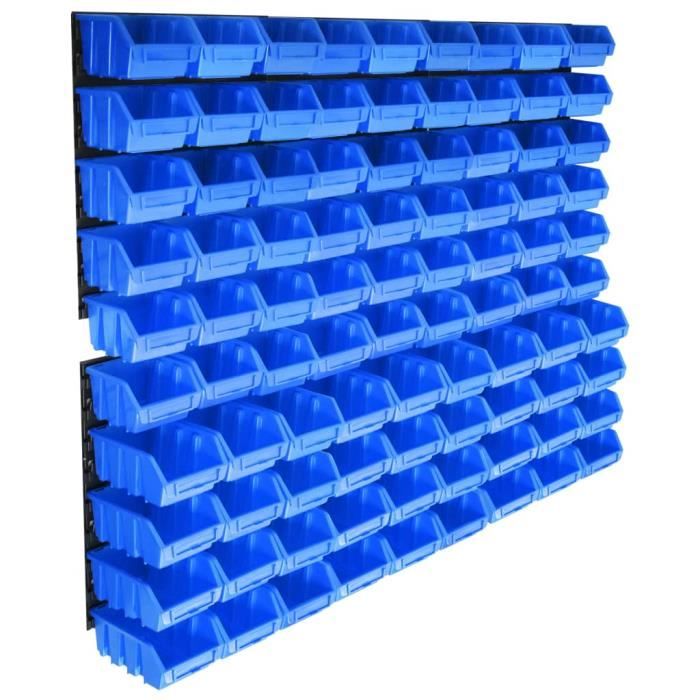 68 Boîtes Étagère murale système de rangement 115x78cm bacs de rangement  atelier étagère bacs a bec caisses bleus - Cdiscount Bricolage