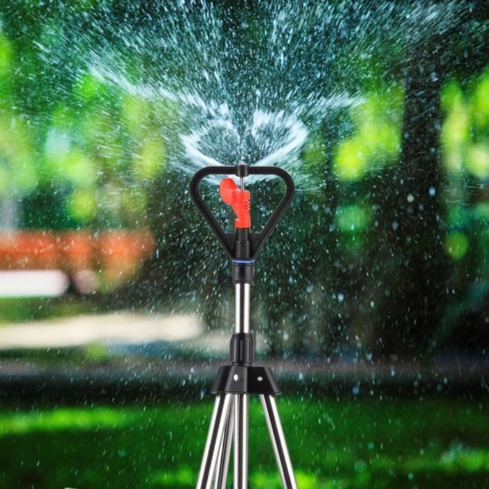 Arroseur Trépied 360° Réglable KIMISS - Pour Jardin, Pelouse - Hauteur Et Distance Personnalisables - Acier Inoxydable Et Plastique - 8