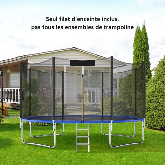 GOPLUS Filet de S&eacute;curit&eacute; Ext&eacute;rieur pour Trampolines de D.427CM & 8 Poteaux, avec Double Fermeture &Eacute;clair, Boucle de Verrouillage(Poteau non inclus) - 
