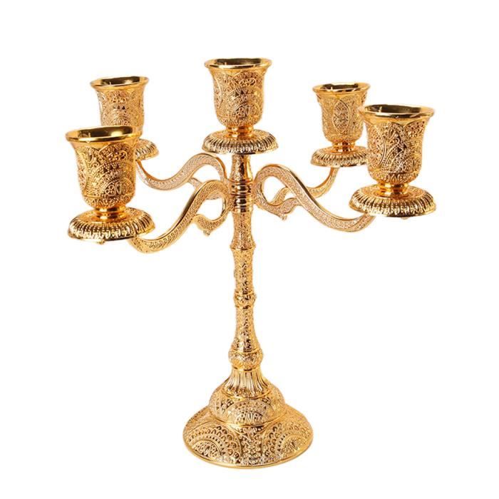 Inweder Bougeoirs Cônes Pour Chandeliers - Lot De 6 Bougeoirs Dorés Bougeoirs En Métal Long
