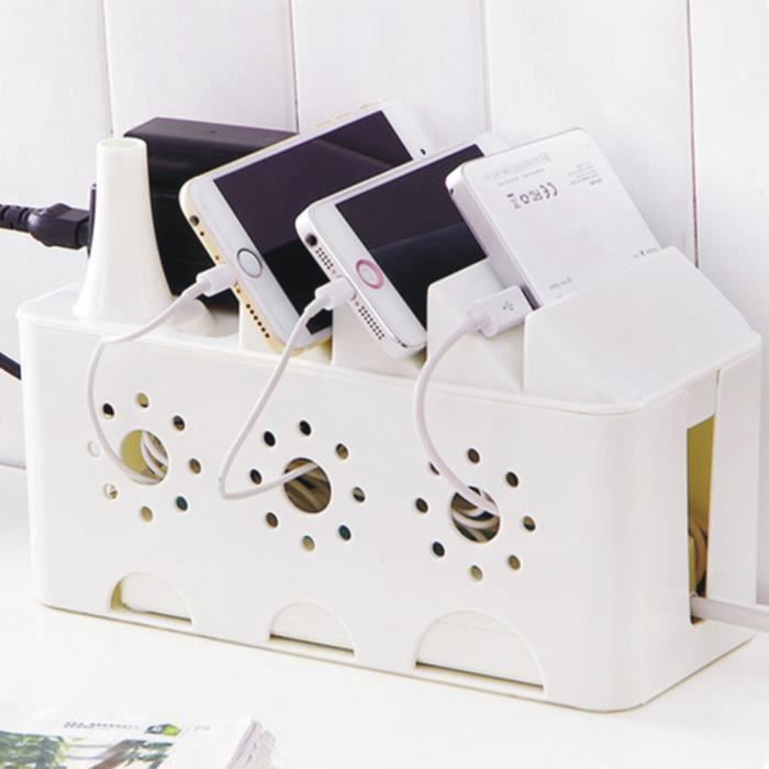Boite De Rangement Blanc Pour Organiser Cables Electrique Fils