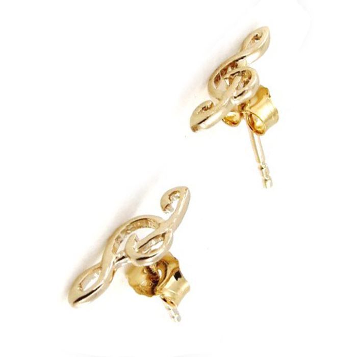 Boucles D'oreilles Clé De Sol En Plaqué Or 750/1000 - Marque OxcmoBijoux - Neuf Avec étiquettes