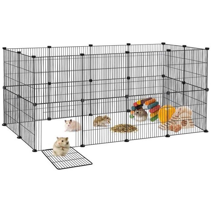 Comparer les prix de LILIIN Enclos Extérieur pour Lapin Lot de 24 enclos, DIY enclos avec Porte pour petits animaux, 142 x 75 x 72 cm
