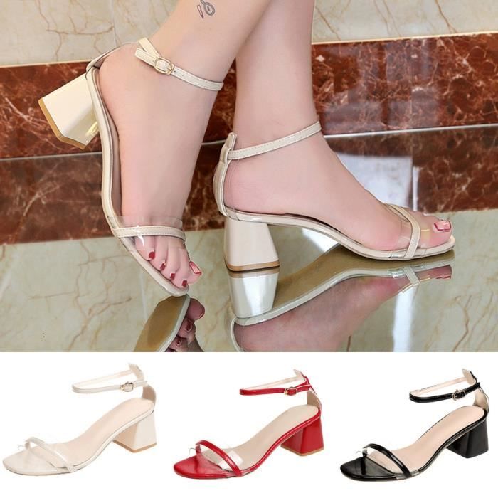Sandales Talons Aiguille Bout Ouvert Pour Femme - Cuir Verni, Talon 9 Cm, Semelle Antidérapante, Tailles 32-48