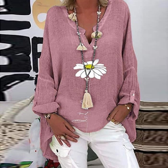Tunique Pour Femmes Plus la taille des decontracte imprime floral lache a col en v a manches longues Pourpre Cdiscount Boutique Erotique