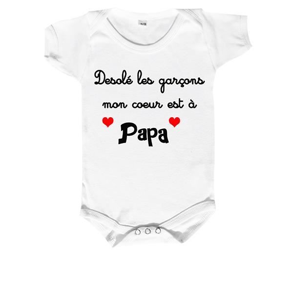 Body Bebe Desole Les Garcons Mon Coeur Est A Papa Vetements De Bebes En Coton De Couleur Blanc Blanc Cdiscount Pret A Porter