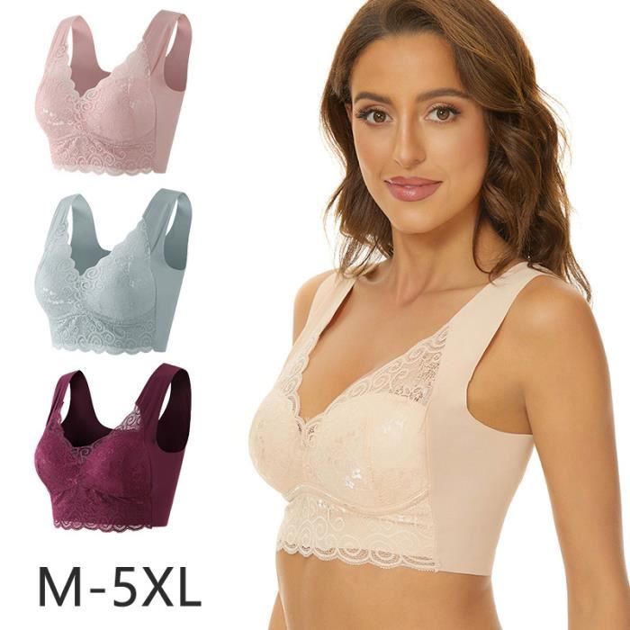 6pcs Soutien-Gorge Femme Brassière sous-vêtements de Grande Taille Sans  Armature Push Up Dentelle Femme Bleu - Cdiscount Prêt-à-Porter