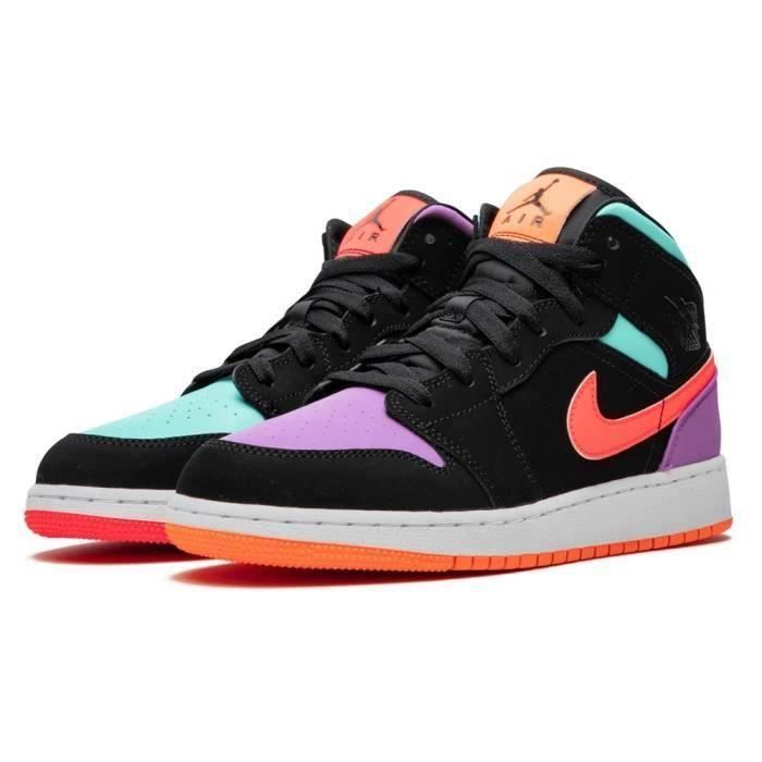Basket Air Jordan 1 Mid Chaussures de pour Homme Femme Noir