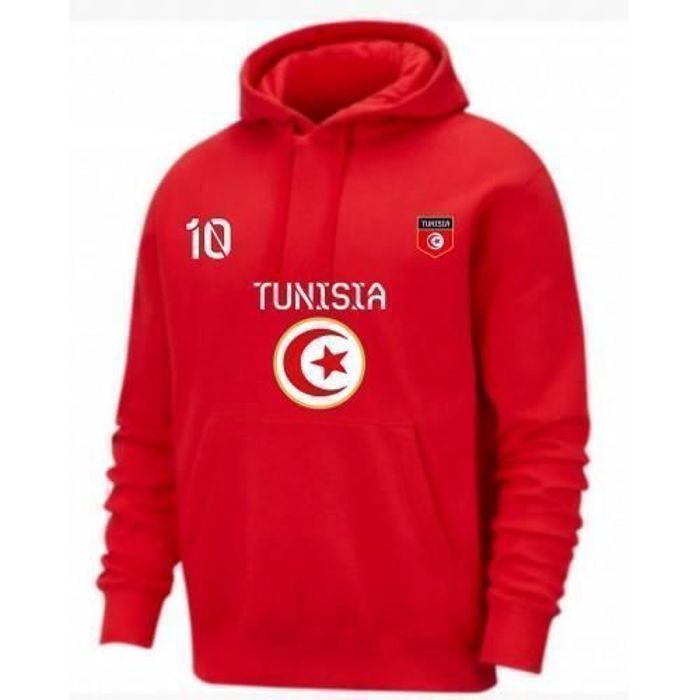 Sweat à capuche NPZ Tunisie Rouge Impression logo Poche