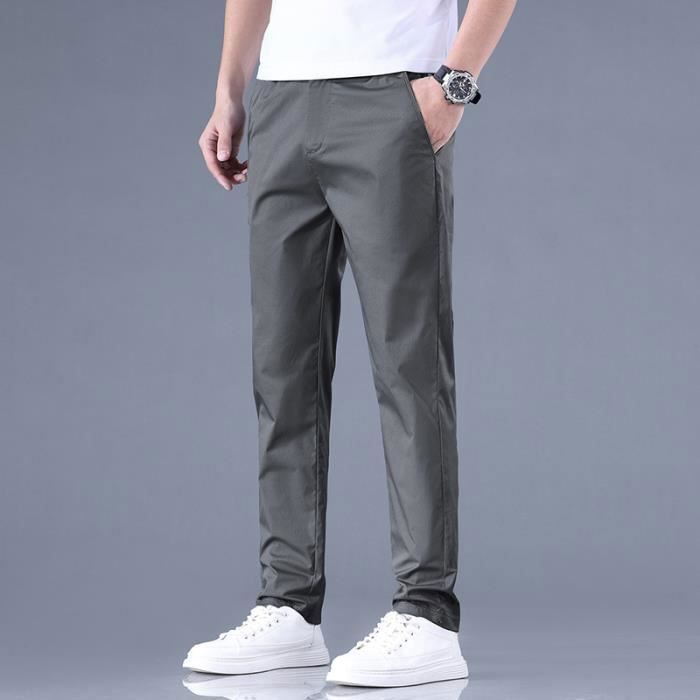Pantalon Mode Homme Gris Tendance Jambe Droite Jaune Costume Décontractée