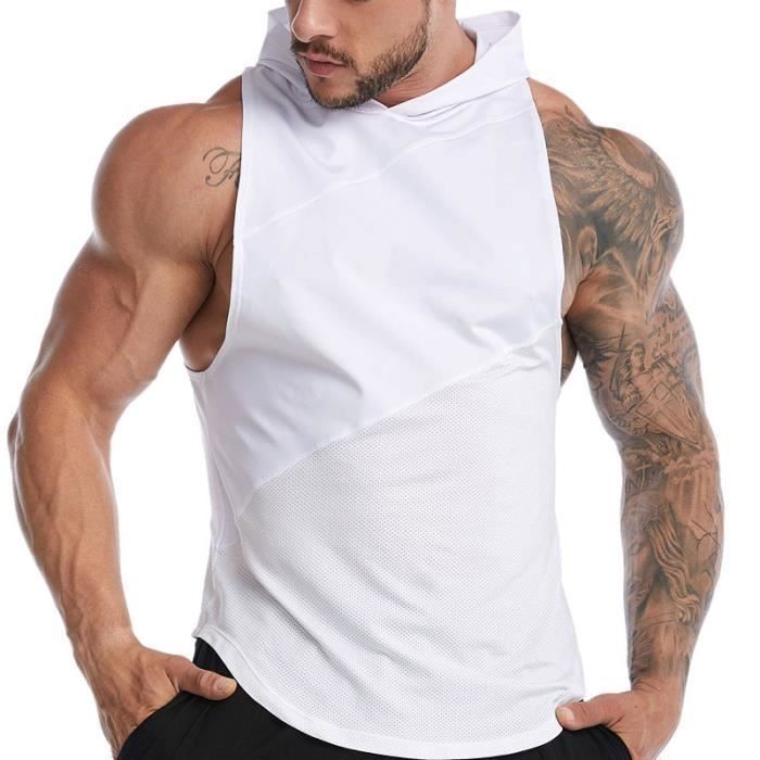 Débardeur de sport homme en maille à Capuche Musculation Fitness - Main Image
