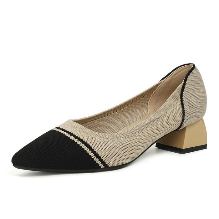 Escarpins Femme Talons Epais Confortable Petit Talon Bout Pointu