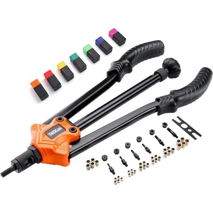 Haskyy Pince à Rivets Aveugles Avec 150 Rivets Aluminium - Riveteuse Professionnelle 3,2-6,4 Mm En Mallette