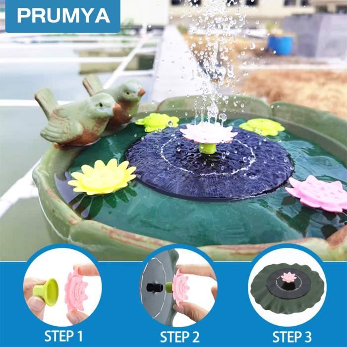 Fontaine solaire en pétale de feuille de lotus PRUMYA avec 6 buses pour piscine aquarium jardin
