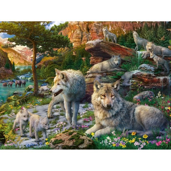 Puzzle 1500 pièces : Loups au printemps Ravensburger France - vue 2