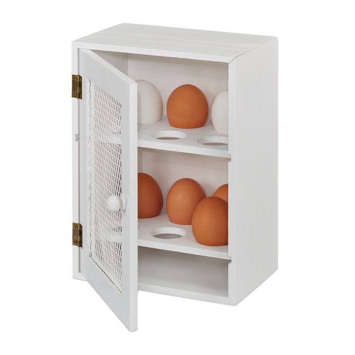 Comparer les prix de Relaxdays Armoire à oeufs, pour 12 oeufs, style campagnard, A poser, en bois et métal, Etagère oeufs, HlP 25x18x12cm,