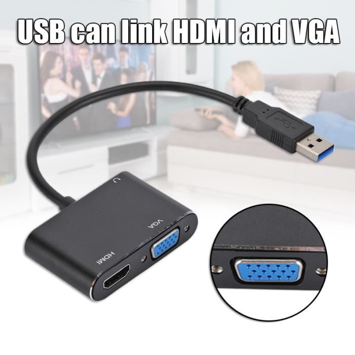 USB Vers Adaptateur VGA USB 2.0-3.0 Vers VGA Externe Carte Vidéo Multi