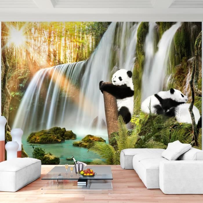 Runa art Papier Peint Intissé Tapisserie Cascade Panda 308x220 cm - 7 Bandes Faciles à Coller 9393010a